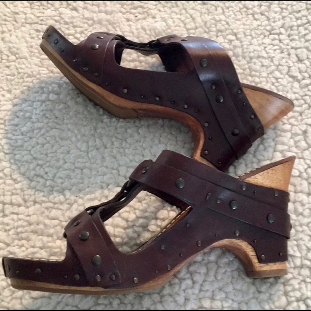 Frye wooden heeled leather sandals